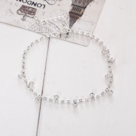 1PC Silver Crystal Anklet Foot Chain Bracelet - Picture 4 of 6